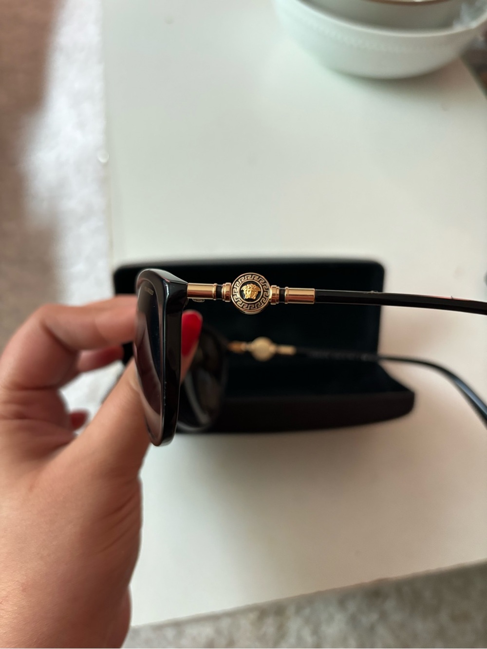 Versace Black Sunglasses with Gold Medallion Detail